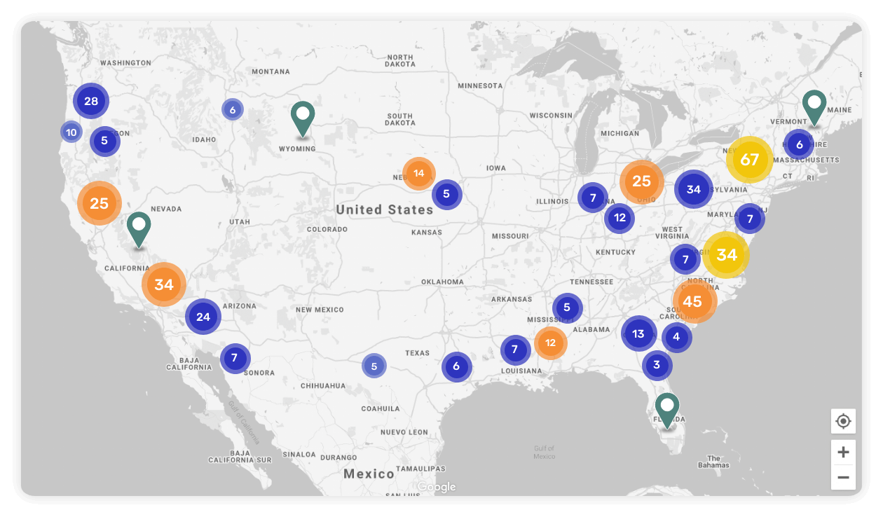 Display location clusters on map