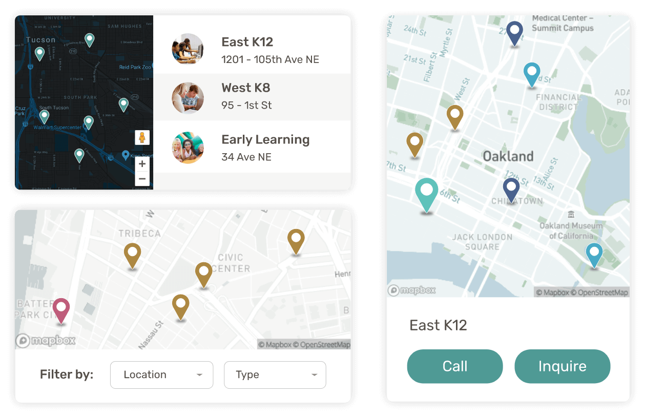 Map and list views